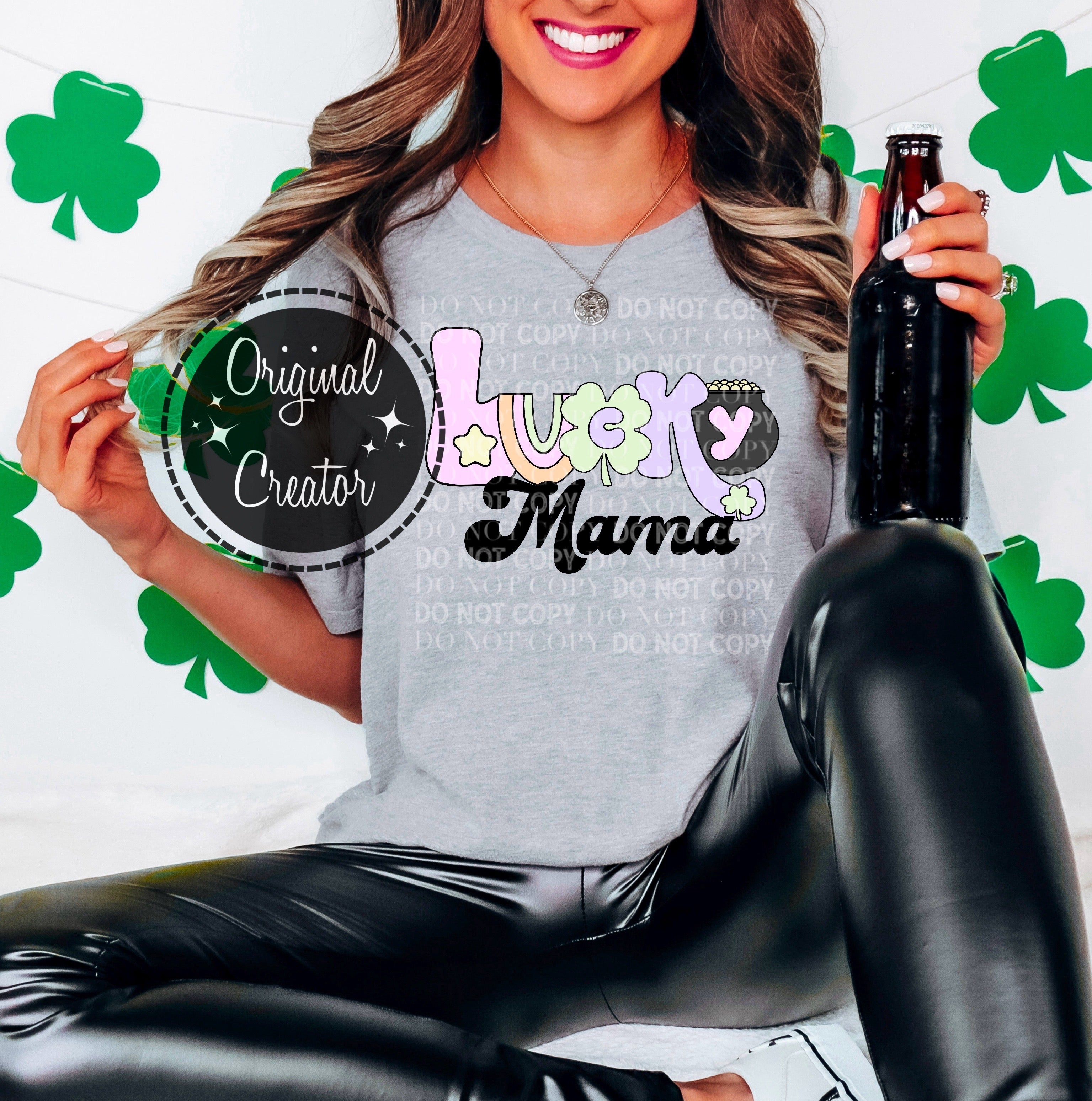 Retro Shamrock Lucky Mama Dtf Transfer Nsr Transfers 3597