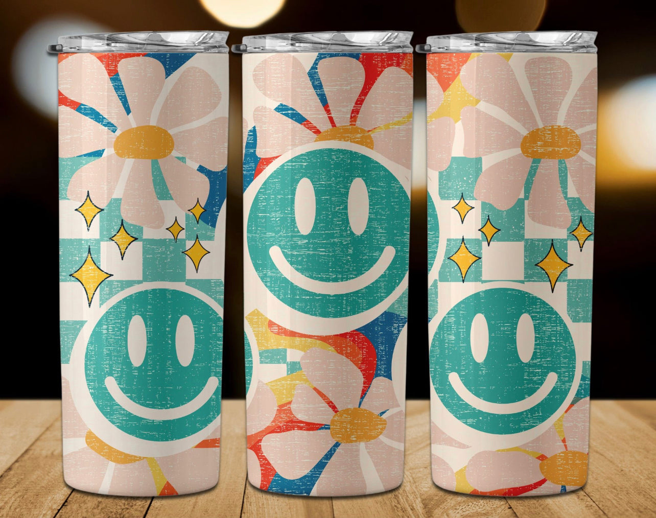 Checkered Smiley: Tumbler Sub Print – NSR Transfers