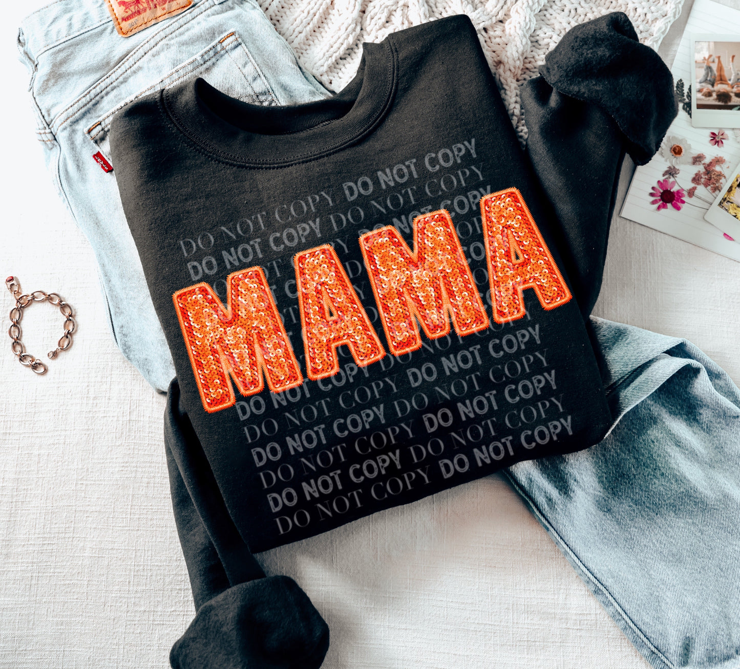 MAMA Orange (Faux Sequins): *DTF* Transfer