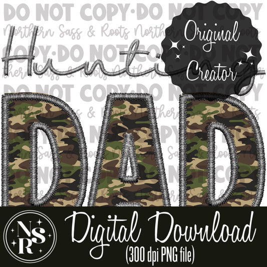Hunting DAD Camo Faux Embroidery: Digital Download
