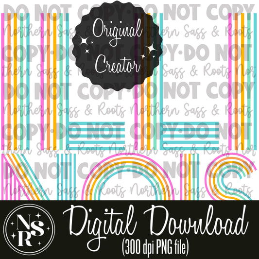 ILLINOIS Pastel Retro Lines: Digital Download