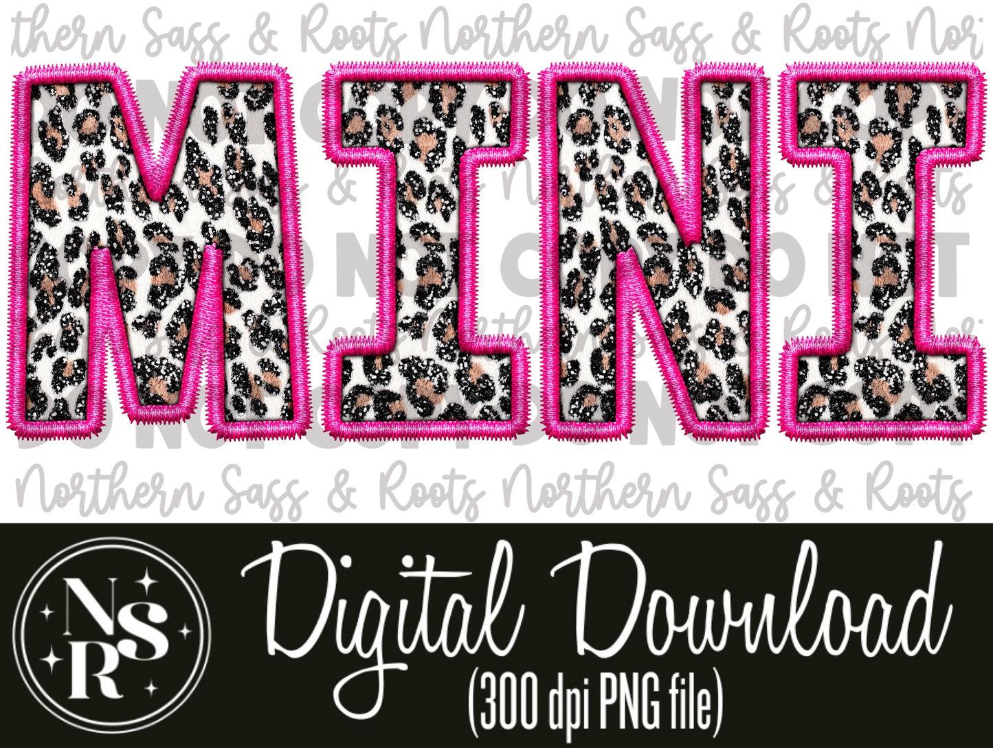 MINI Pink Leopard Faux Embroidery: Digital Download