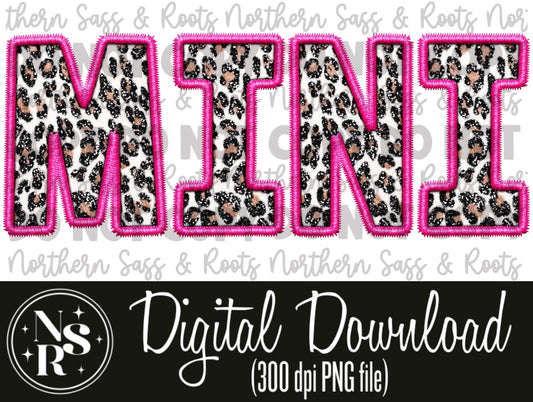MINI Pink Leopard Faux Embroidery: Digital Download
