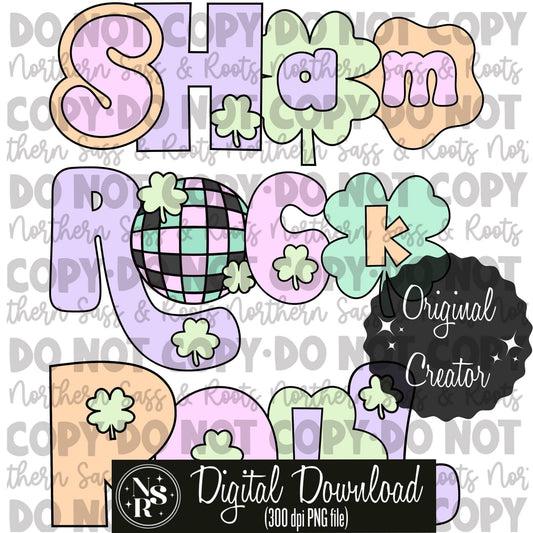 Retro Shamrock SHAM ROCK and ROLL: Digital Download