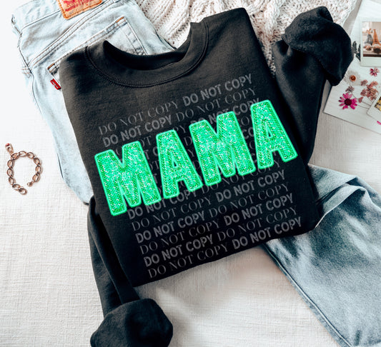MAMA Green (Faux Sequins): *DTF* Transfer