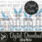 MINI Easter (Blue) Faux Embroidery: Digital Download