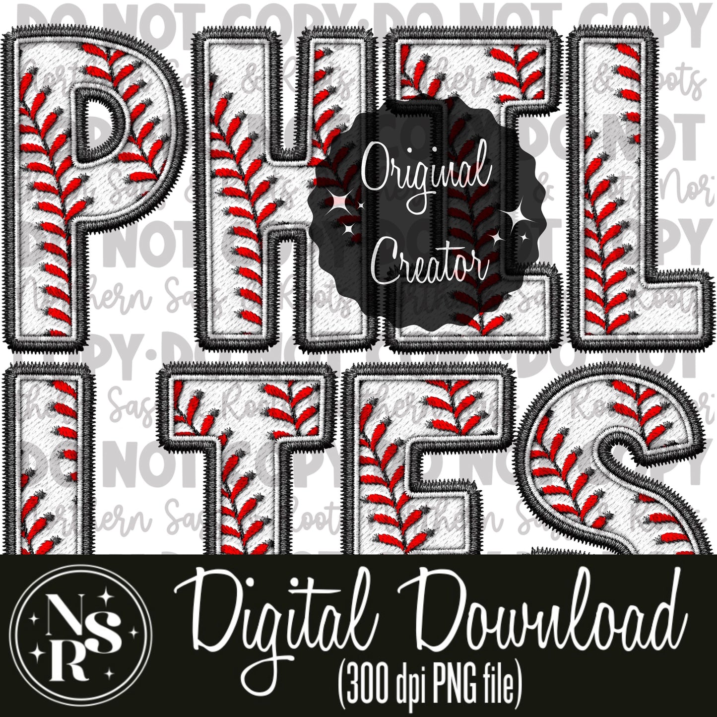 PHILLIES Baseball Faux Embroidery: Digital Download