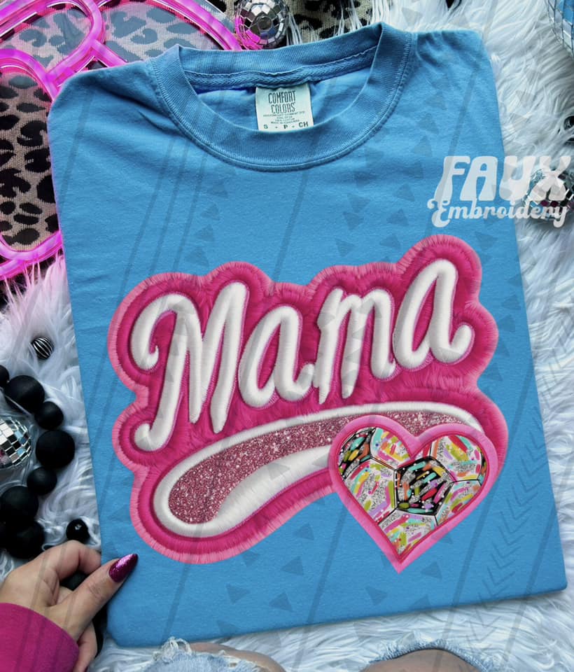 Glitzy Varsity Mama COLLECTION Faux Embroidery (TGG): *DTF* Transfer