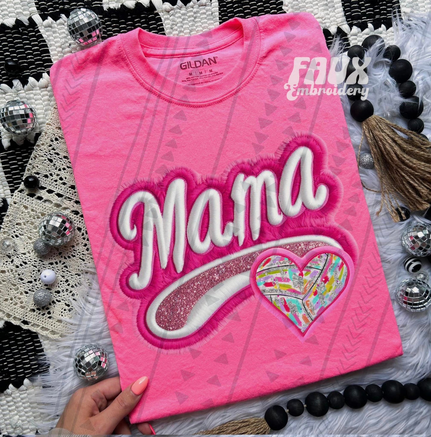 Glitzy Varsity Mama COLLECTION Faux Embroidery (TGG): *DTF* Transfer