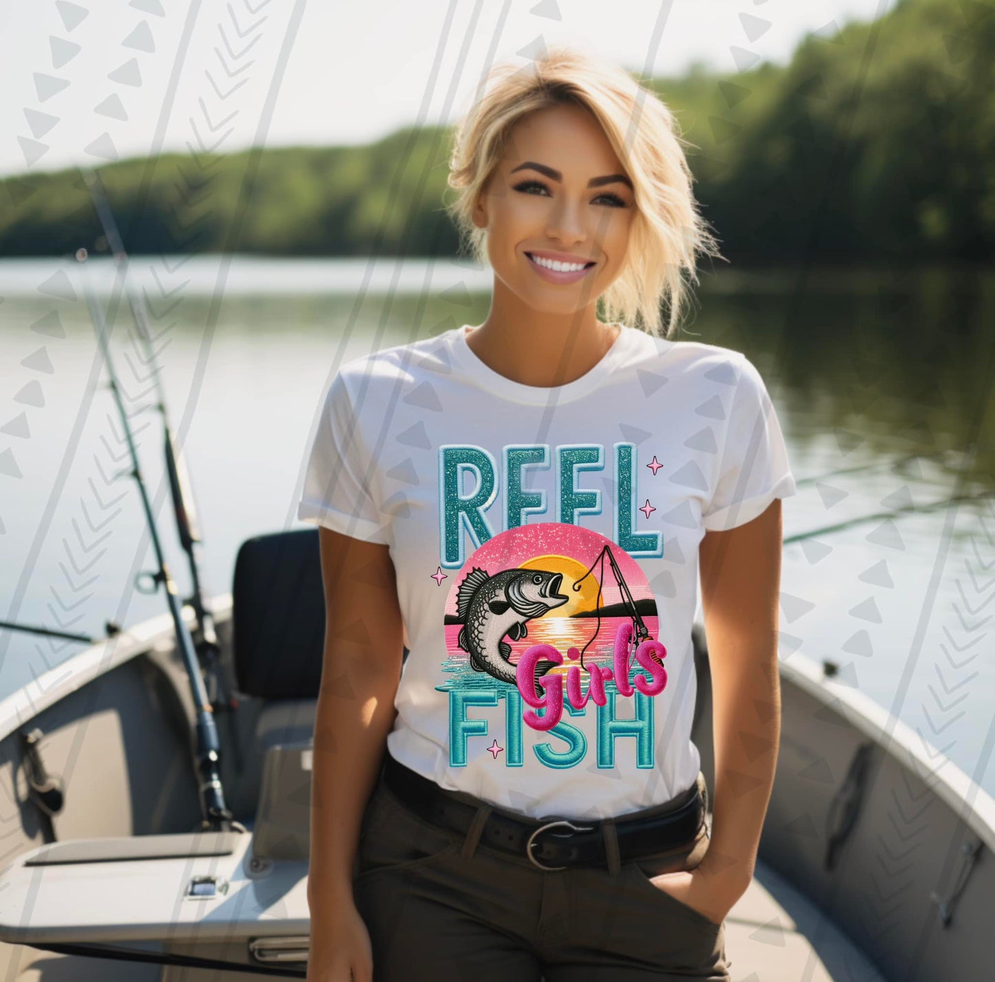 Reel Girls Fish Faux Embroidery (TGG): *DTF* Transfer