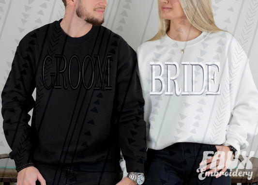 BRIDE/GROOM-Faux Embroidery (TGG): *DTF* Transfer