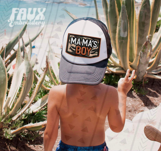 Mama Boy-Faux Embroidery (TGG): HAT PATCH *DTF*/Sublimation Transfer