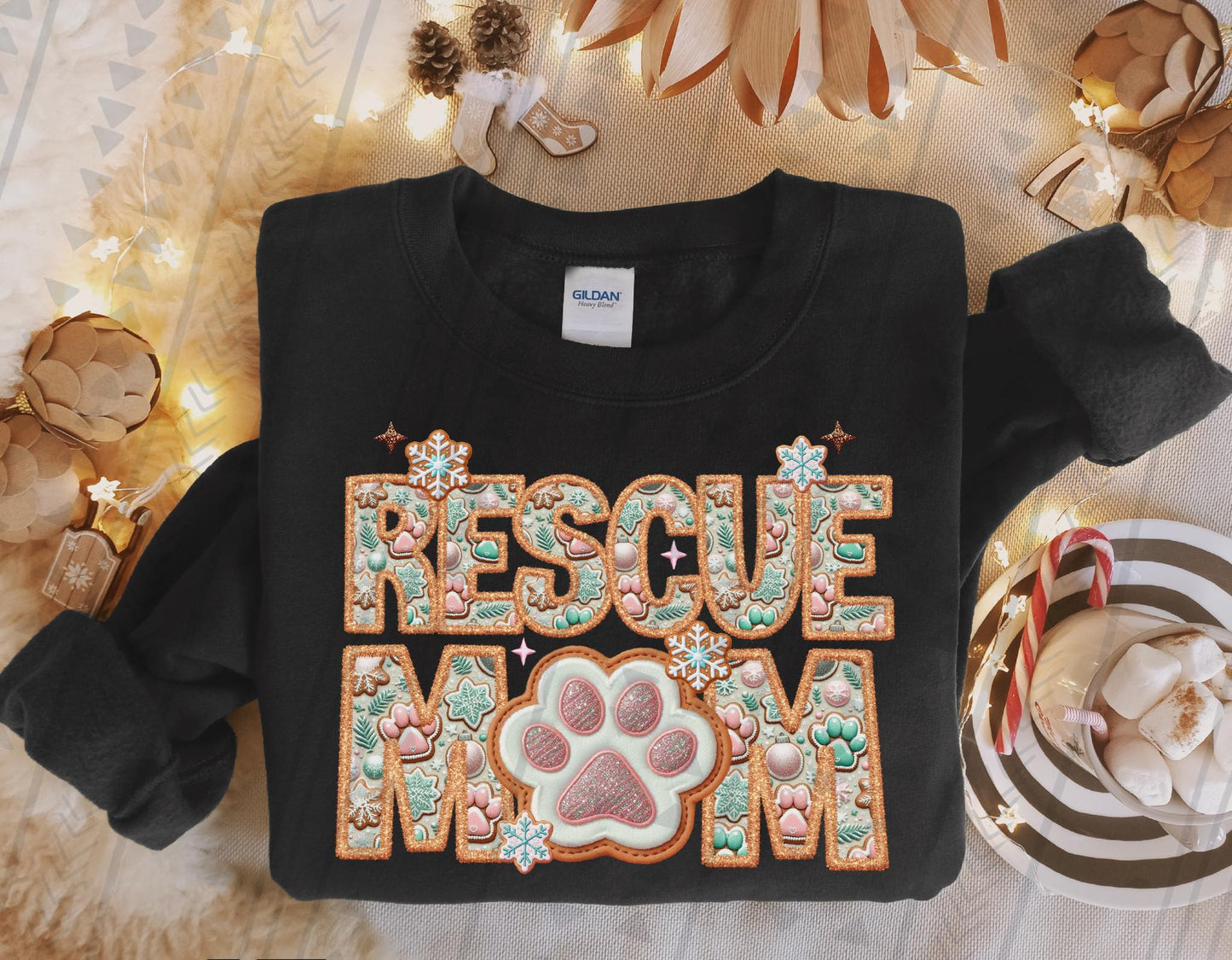 Rescue Mom Holiday Faux Embroidery (TGG): *DTF* Transfer