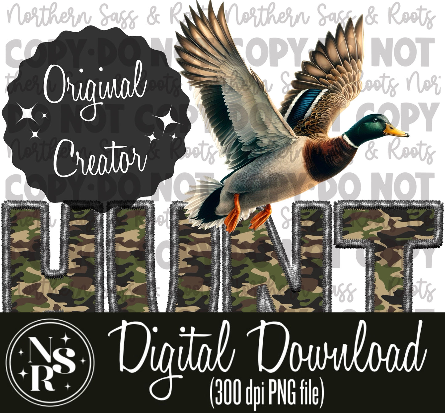 HUNT (Duck) Camo Faux Embroidery: Digital Download