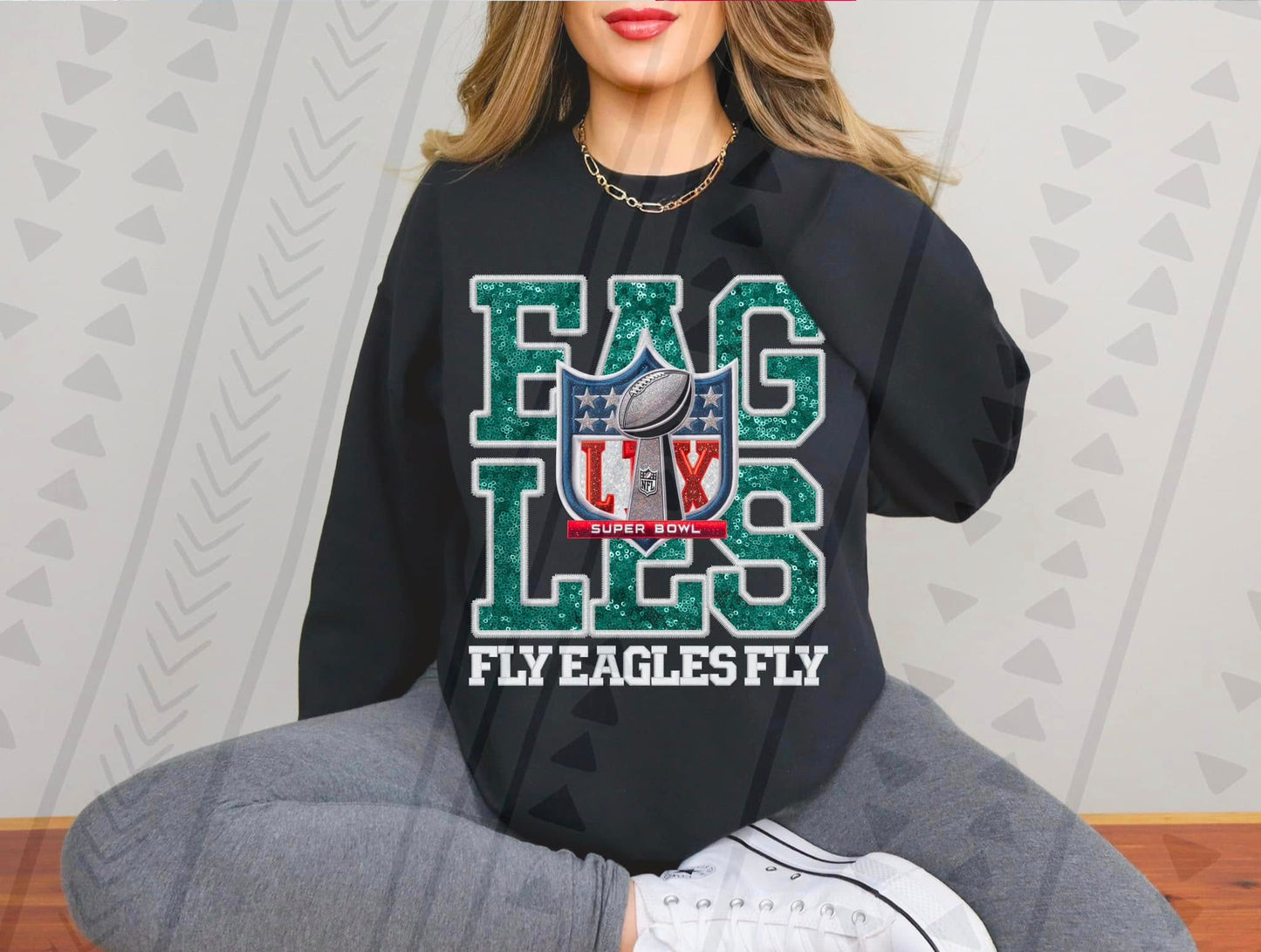 Faux Embroidery FLY EAGLES FLY (TGG-JAN): *DTF* Transfer