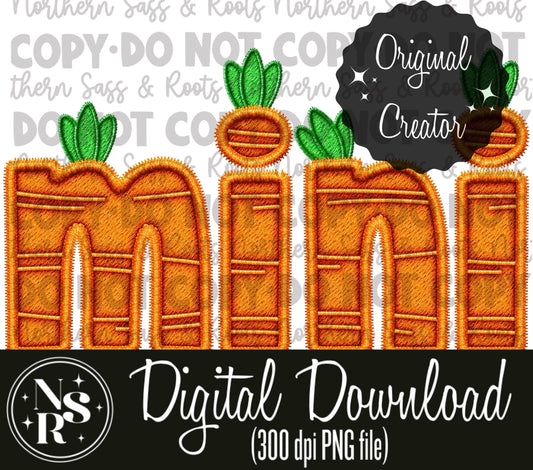 MINI (Carrot) Faux Embroidery: *Digital Download