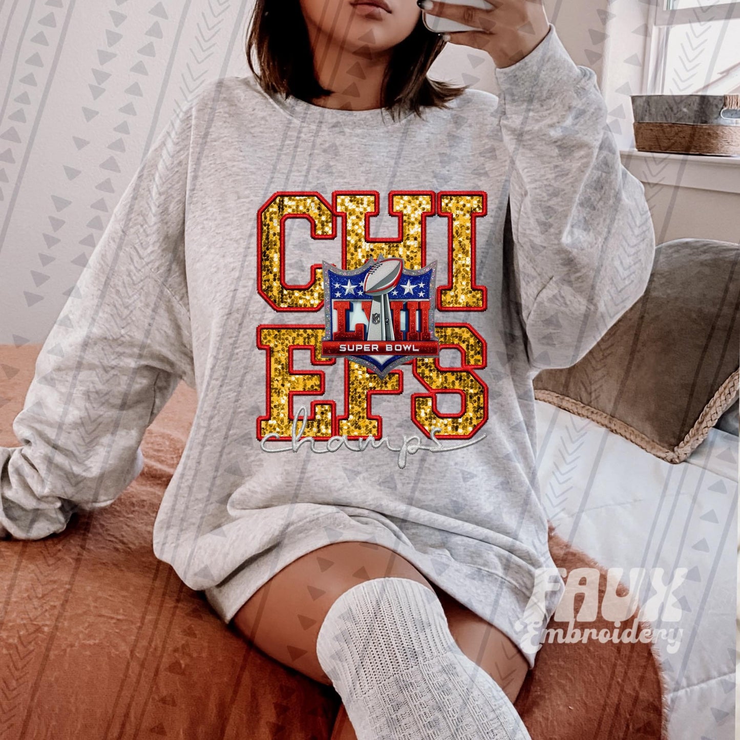 CHIEFS SB Champions Faux Embroidery (TGG): *DTF* Transfer