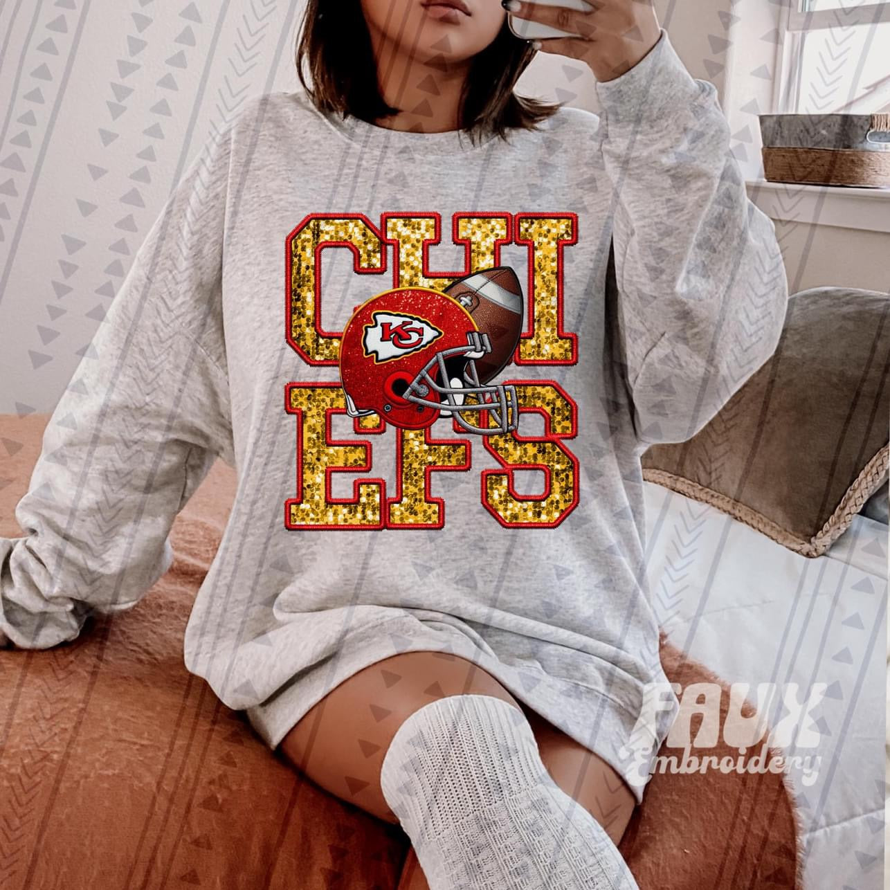 CHIEFS Faux Sequins Embroidery: *DTF* Transfer