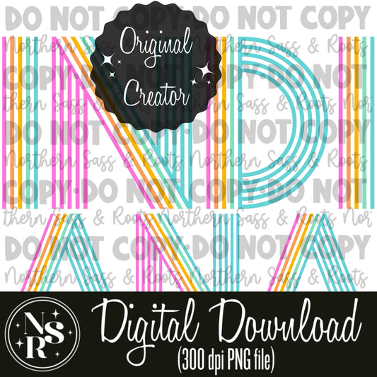 INDIANA Pastel Retro Lines: Digital Download