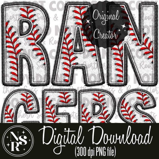 RANGERS Baseball Faux Embroidery: Digital Download