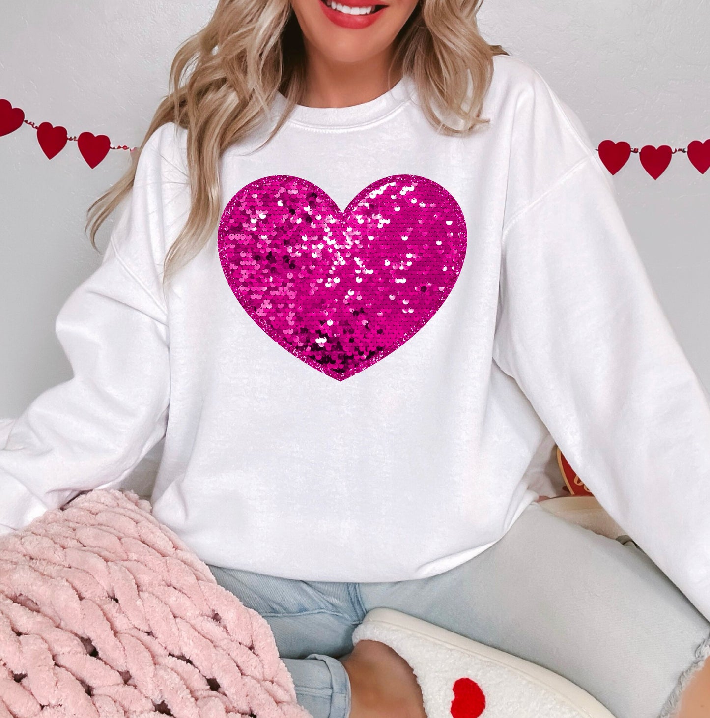 Faux Sequins Heart (Pink): *DTF* Transfer