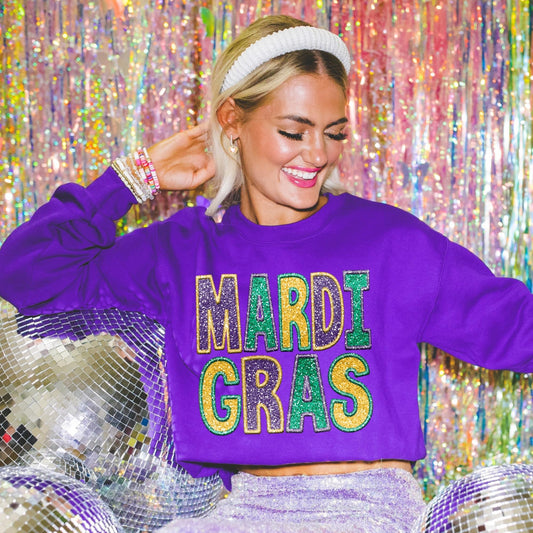 MARDI GRAS (Faux Sequins Embroidery): *DTF* Transfer