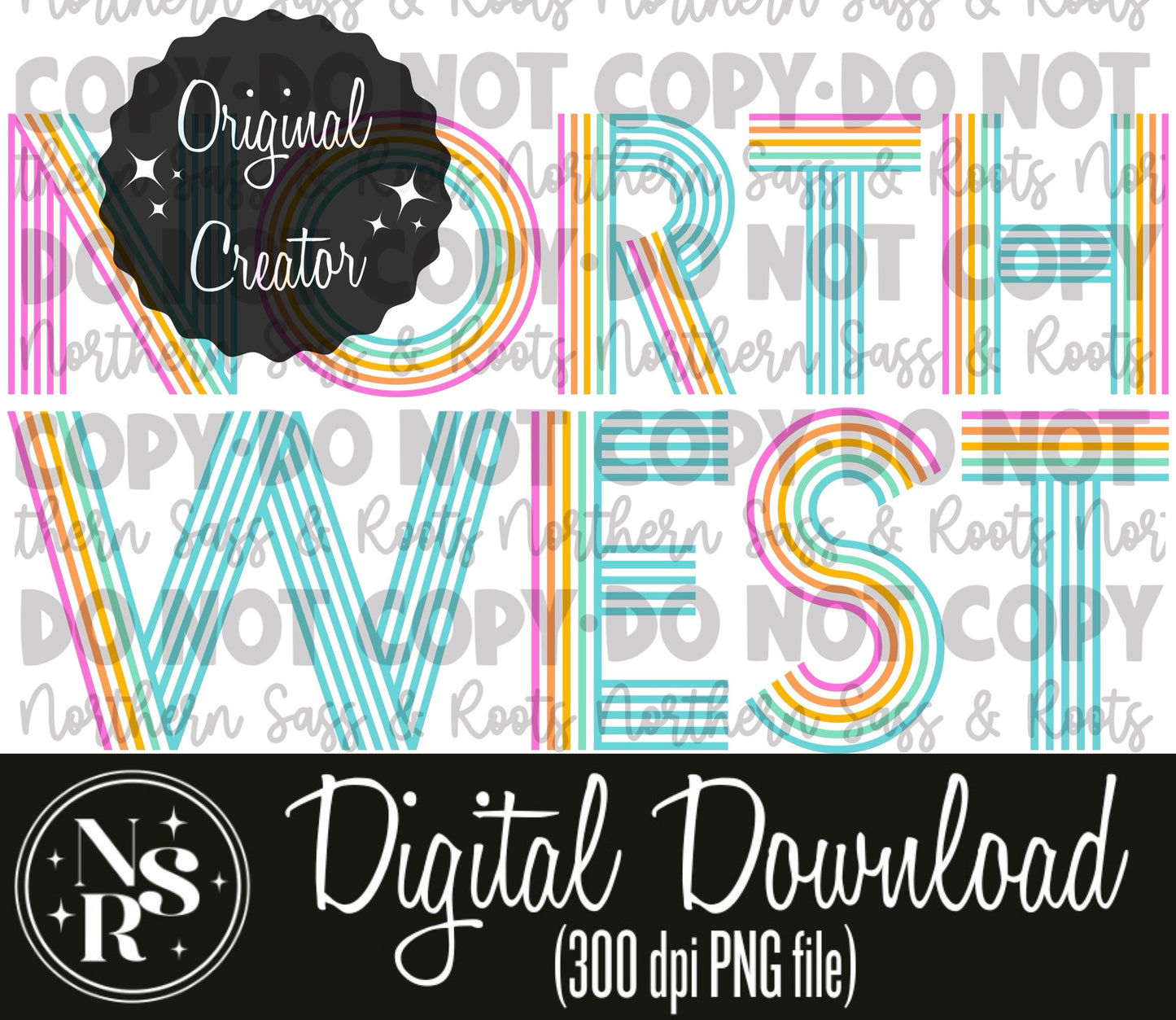 NORTH WEST Pastel Retro Lines: Digital Download