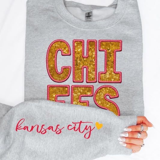 Faux Sequin Embroidery (Chiefs): *DTF* Transfer