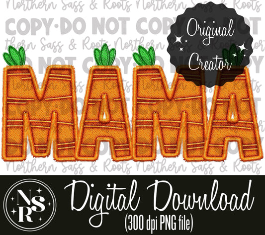 MAMA (Carrot) Faux Embroidery: Digital Download