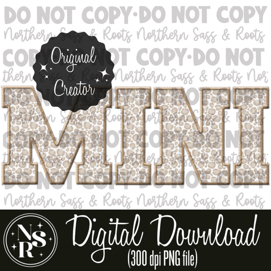 MINI Tan Leopard Faux Embroidery: Digital Download