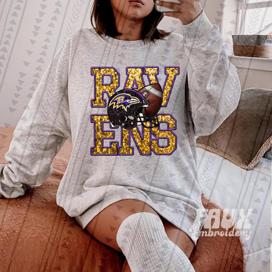 RAVENS Faux Sequins Embroidery: *DTF* Transfer