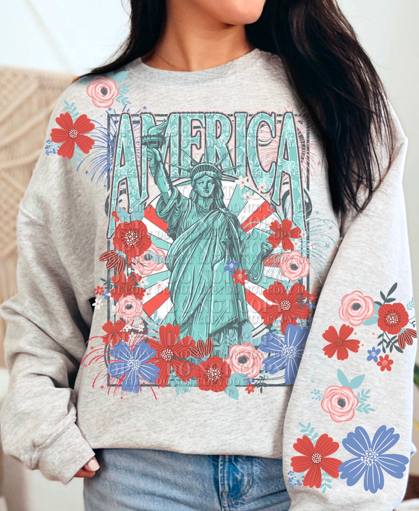 American Liberty Floral (AG): *DTF* Transfer