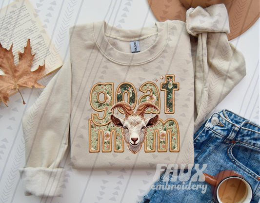 Goat Mom Faux Embroidery (TGG): *DTF* Transfer