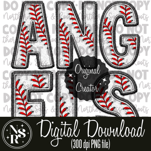 ANGELS Baseball Faux Embroidery: Digital Download
