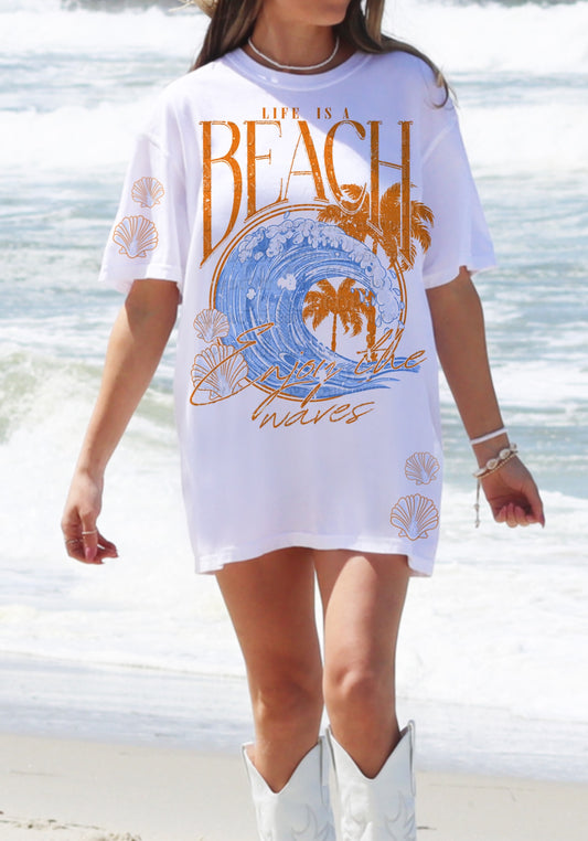 Life's A Beach Enjoy The Waves-Orange (AG): *DTF* Transfer