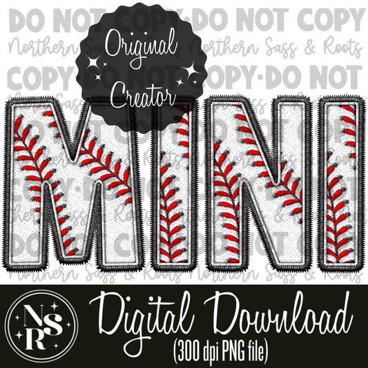 MINI Baseball Faux Embroidery: Digital Download