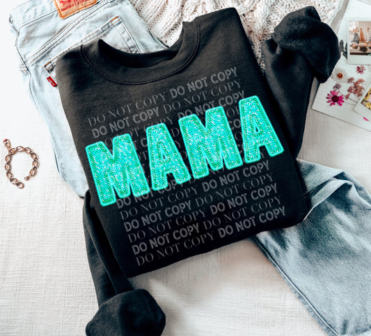 MAMA Turquoise (Faux Sequins): *DTF* Transfer