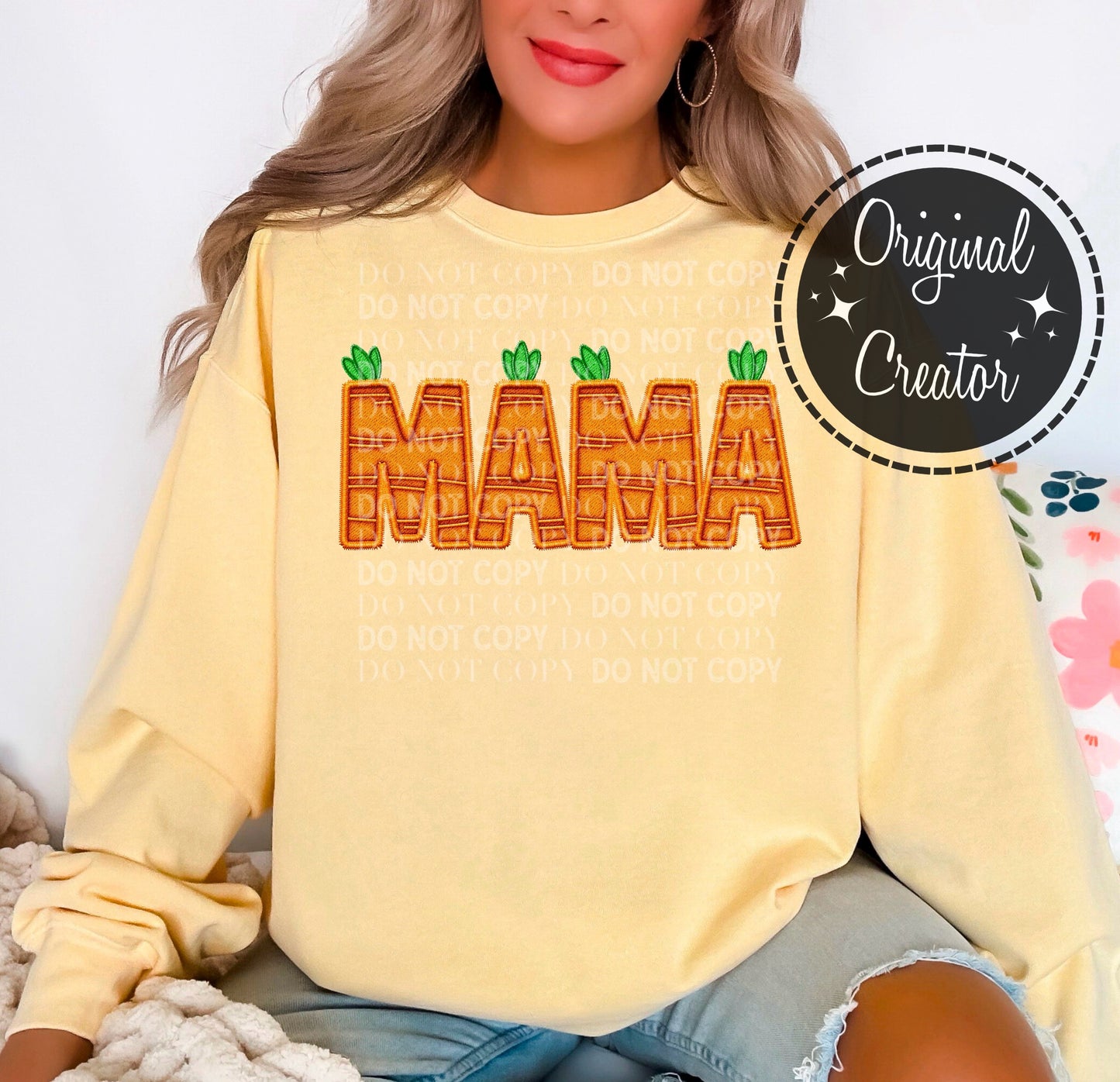 MAMA (Carrot) Faux Embroidery: *DTF* Transfer