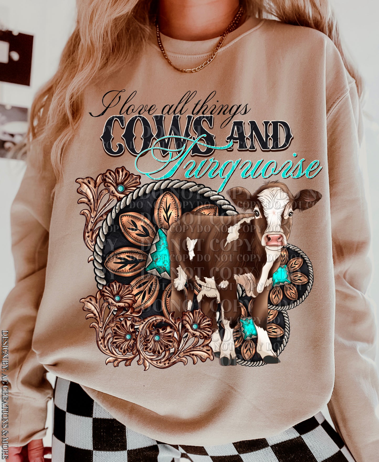 I Love All Things Cows and Turquoise (AG): *DTF* Transfer