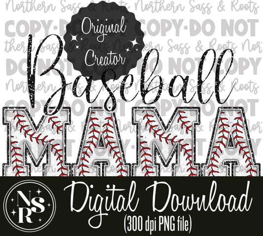Glitter (Black) Baseball Chenille MAMA: Digital Download