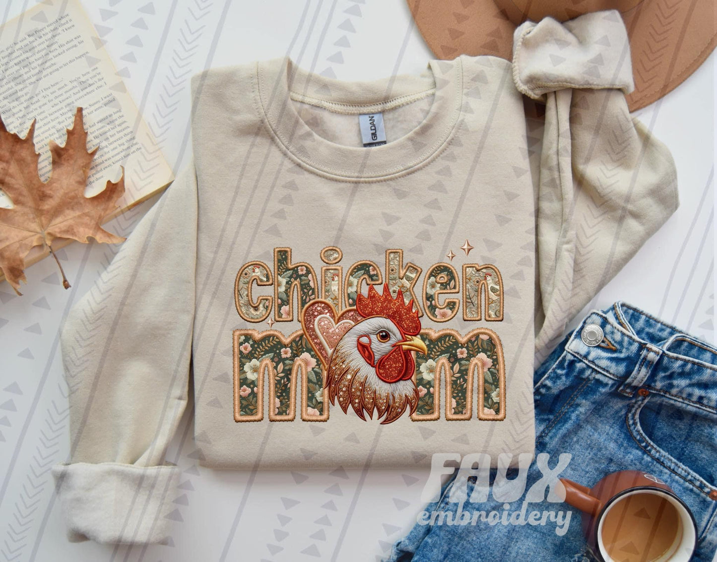 Chicken Mom Faux Embroidery (TGG): *DTF* Transfer