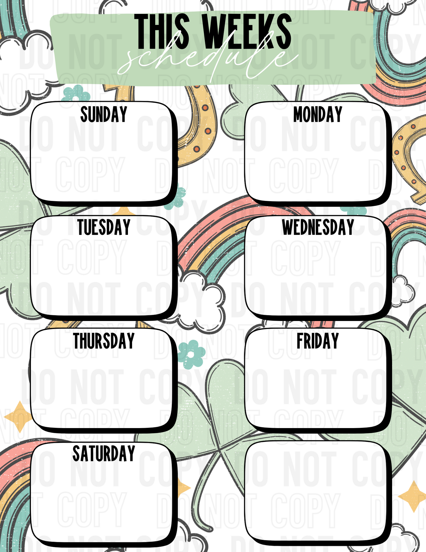 Retro St. Patrick's Day: WEEKLY PRINTABLE SCHEDULE