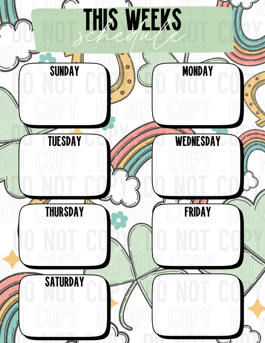 Retro St. Patrick's Day WEEKLY PRINTABLE SCHEDULE