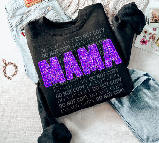MAMA Purple (Faux Sequins): *DTF* Transfer