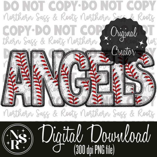 ANGELS Baseball Faux Embroidery (Horizontal): Digital Download
