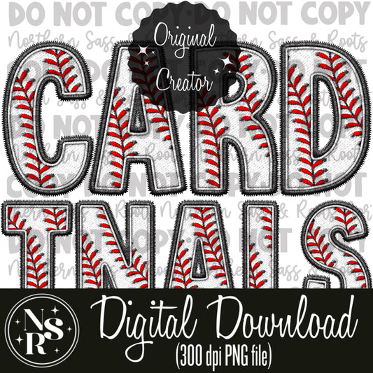CARDINALS Baseball Faux Embroidery: Digital Download