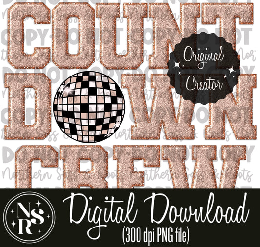 COUNT DOWN CREW Faux Chenille (Rose Gold): Digital Download