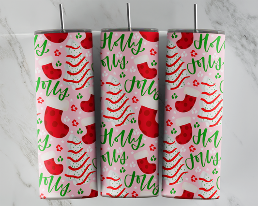 Holly Jolly Christmas Tree Cake: Tumbler Sub Print
