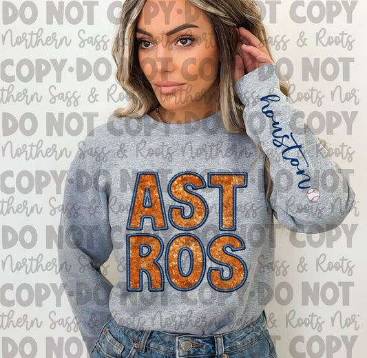 EXCLUSIVE Faux Sequins Embroidery ASTROS: *DTF* Transfer