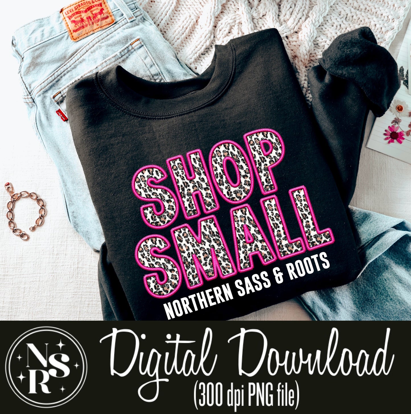 *CUSTOM* Shop Small Pink Leopard Faux Embroidery Business Logo: Digital Download